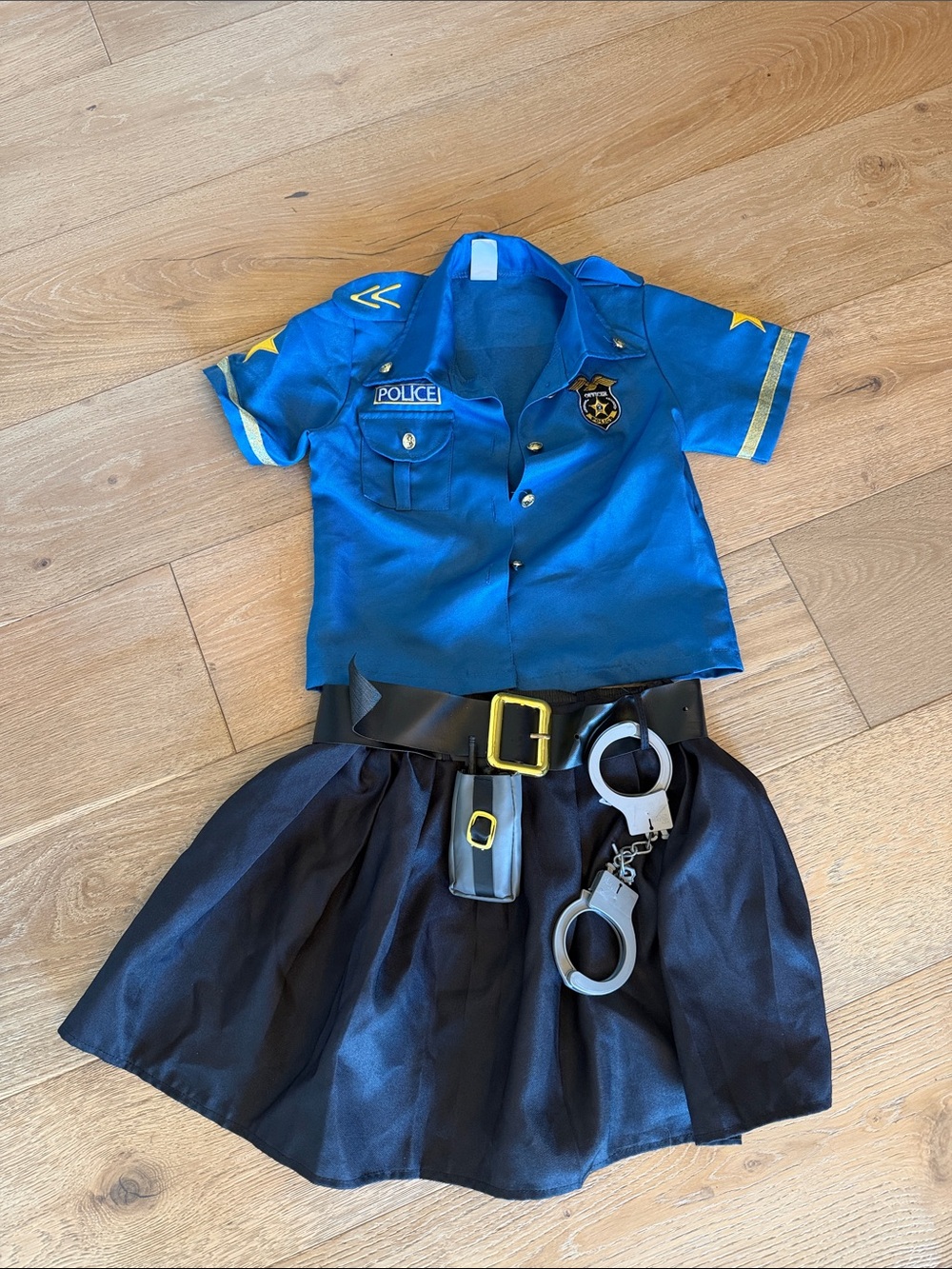 Kids' Blue Police Officer Costume Dress with Belt & Handcuffs